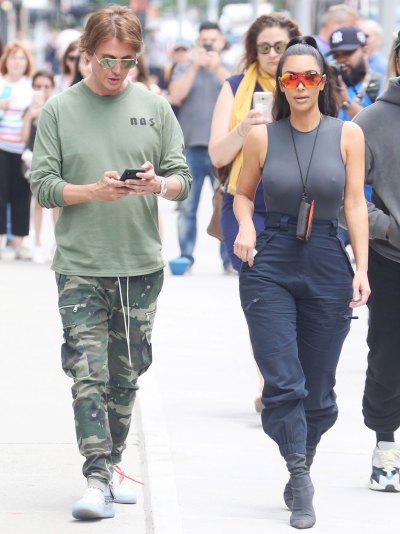 Kim Kardashian West, Jonathan Cheban walking with sunglasses on looking casual