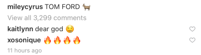Kaitlynn Carter Leaves a Comment on Miley's Instagram