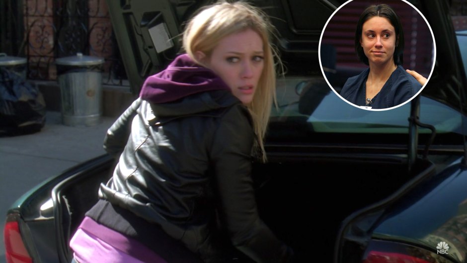 Photo of Casey Anthony over Screenshot of Hilary Duff on SVU
