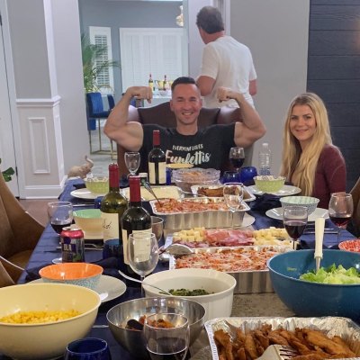 Mike Sorrentino Eating a Meal at His House With His Wife Lauren Sorrentino