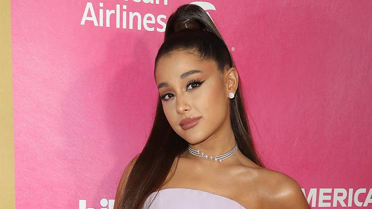 ariana grande wears signature high ponytail and a pink dress with a silver diamond necklace at the 2018 women in music event by billboard ariana grande cuddles with mac millers dog amid anxiety and depression