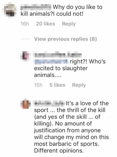 fan comments on duggar elk hunting post