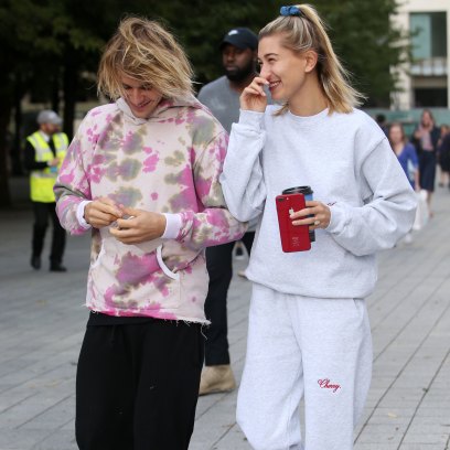 Justin Bieber and Hailey Baldwin wearing sweats in London