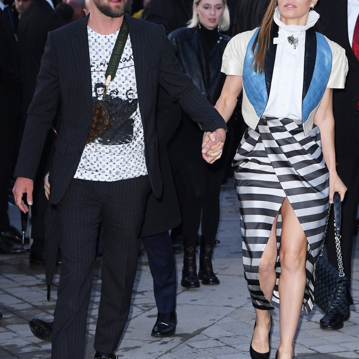 Justin Timberlake and Jessica Biel in Louis Vuitton - Louis Vuitton Show - 1