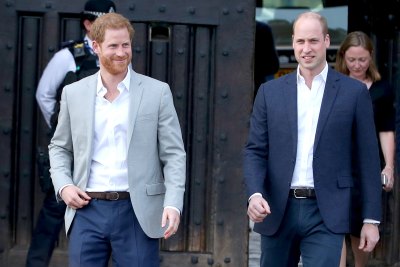 Prince Harry Wearing a Light Blue Suit With Prince William