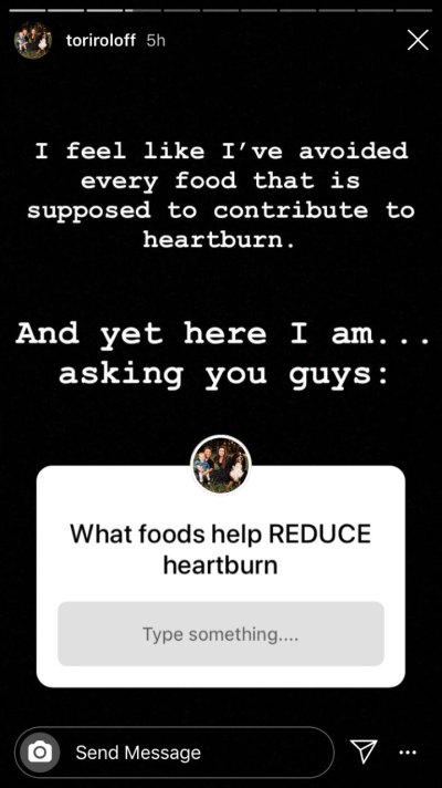 tori roloff asks fans for help reducing heartburn