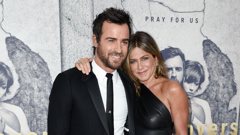 Jennifer Aniston and Justin Theroux Smiling on Red Carpet