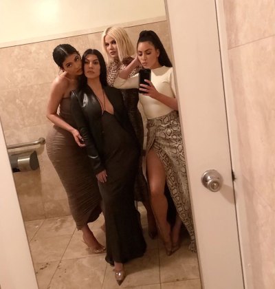 Kourtney Kardashian With Kim Kylie Khloe Taking a Mirror Selfie