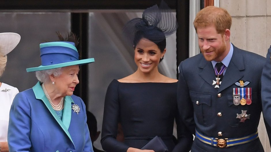 Queen Elizabeth, Prince Harry and Duchess Meghan Markle at Royal Event