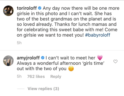 amy roloff comments on tori roloffs pregnancy post
