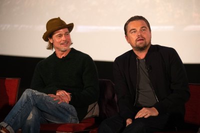 Brad Pitt Wearing a Fedora With Leonardo DiCaprio