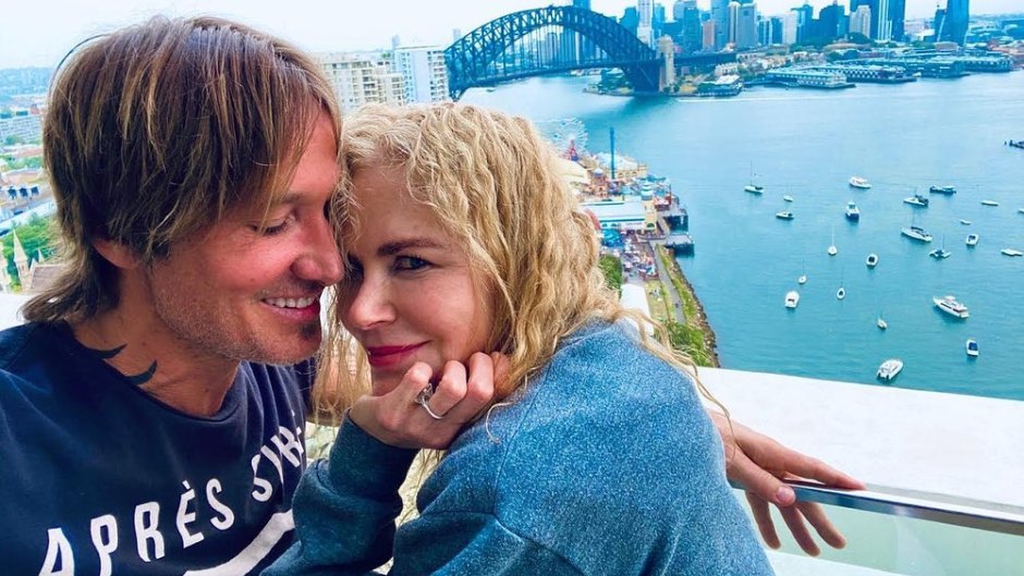 Nicole Kidman Wearing a Blue Top With Keith Urban in Sydney