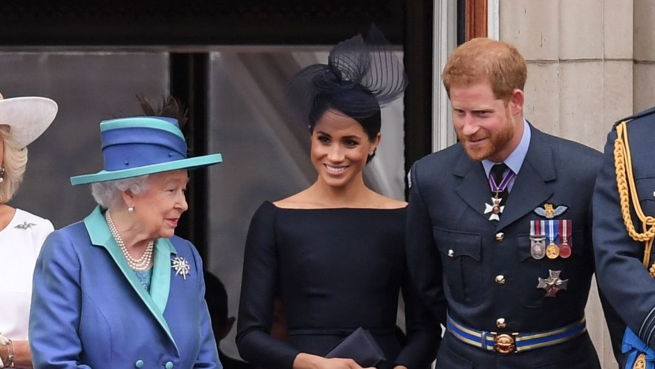 Meghan Markle Wearing a Black Dress With Prince Harry and Queen Elizabeth