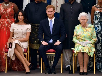 Meghan Markle and Prince Harry With the Queen