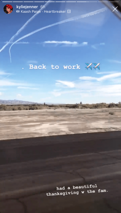 Kylie Jenner Takes Photo of Runway After Thanksgiving