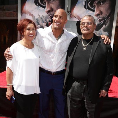 Dwayne Johnson With His Parents on a Red Carpet