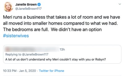 Janelle Brown Explains Why Meri Didn't Move in With One of Her Sister Wives