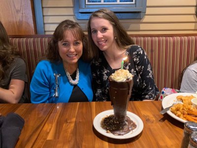 Jill Duggar and Michelle Sitting With Dessert