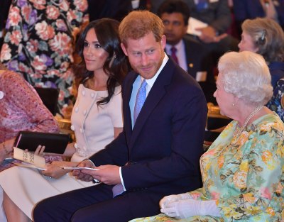 Meghan and Harry Talking to Queen Elizabeth II