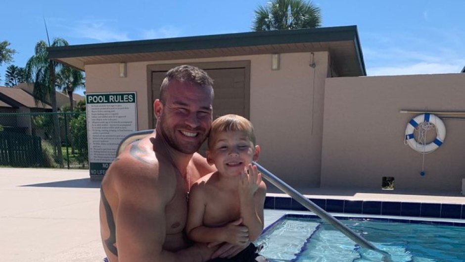Nathan Griffith and Son Kaiser in the Pool