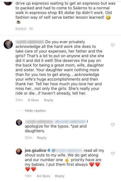 Joe Giudice Instagram Comments RHONJ