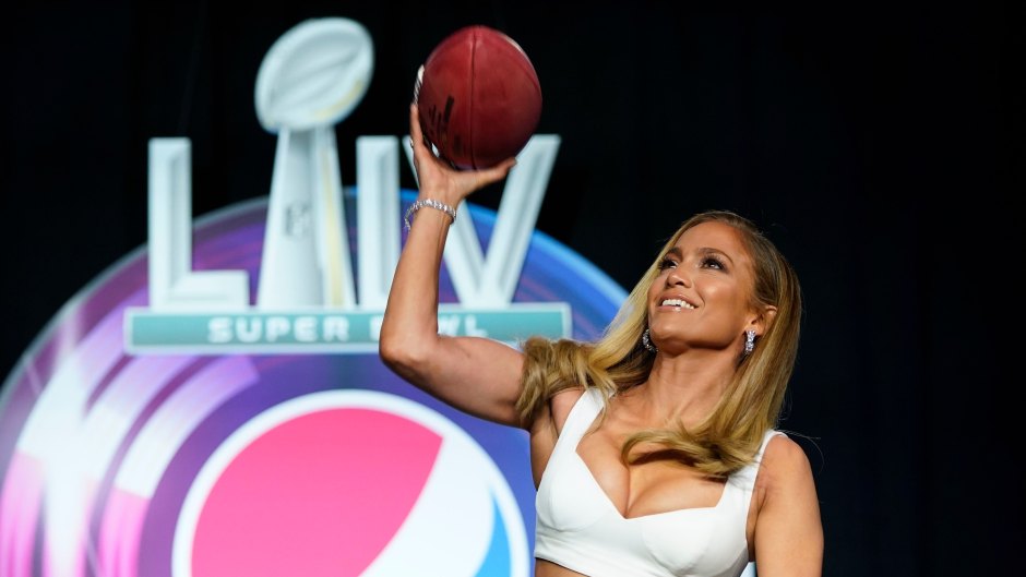 Super Bowl Halftime Performer Jennifer Lopez Throws Football