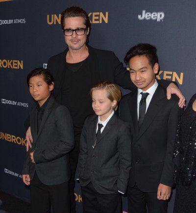 Brad Pitt With His 3 Kids at an Event