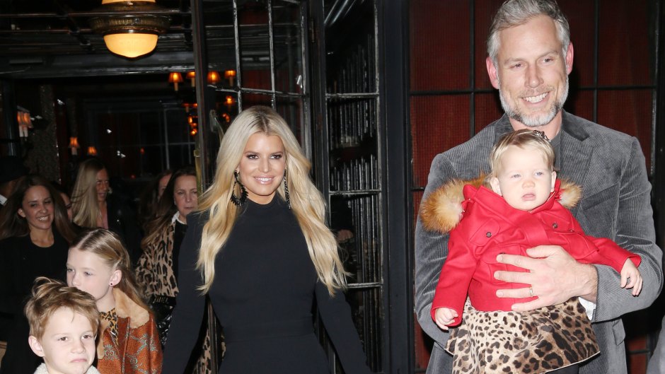 Jessica Simpson Wearing a Black Dress With Her Husband and 3 Kids in NYC