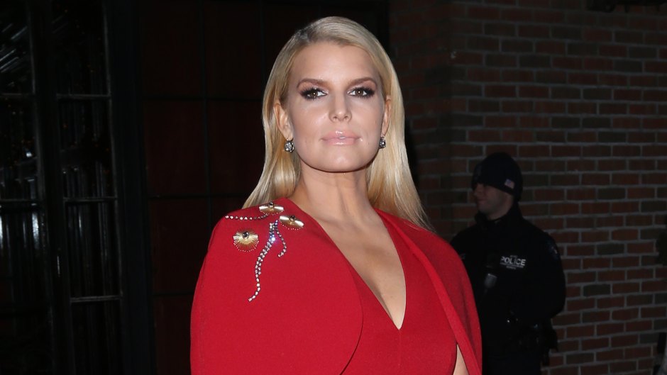 Jessica Simpson Wearing a Red Top