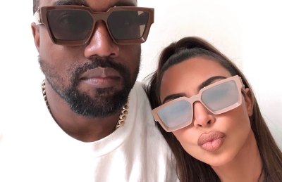 Kim Kardashian Wearing Glasses With KAnye West