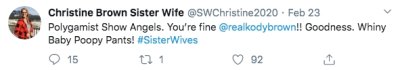 'Sister Wives' Star Christine Brown Jokes Husband Kody Is a 'Whiny Baby' comment 1