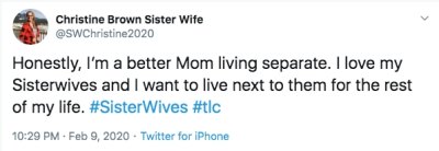 christine brown tweet about being a better mom