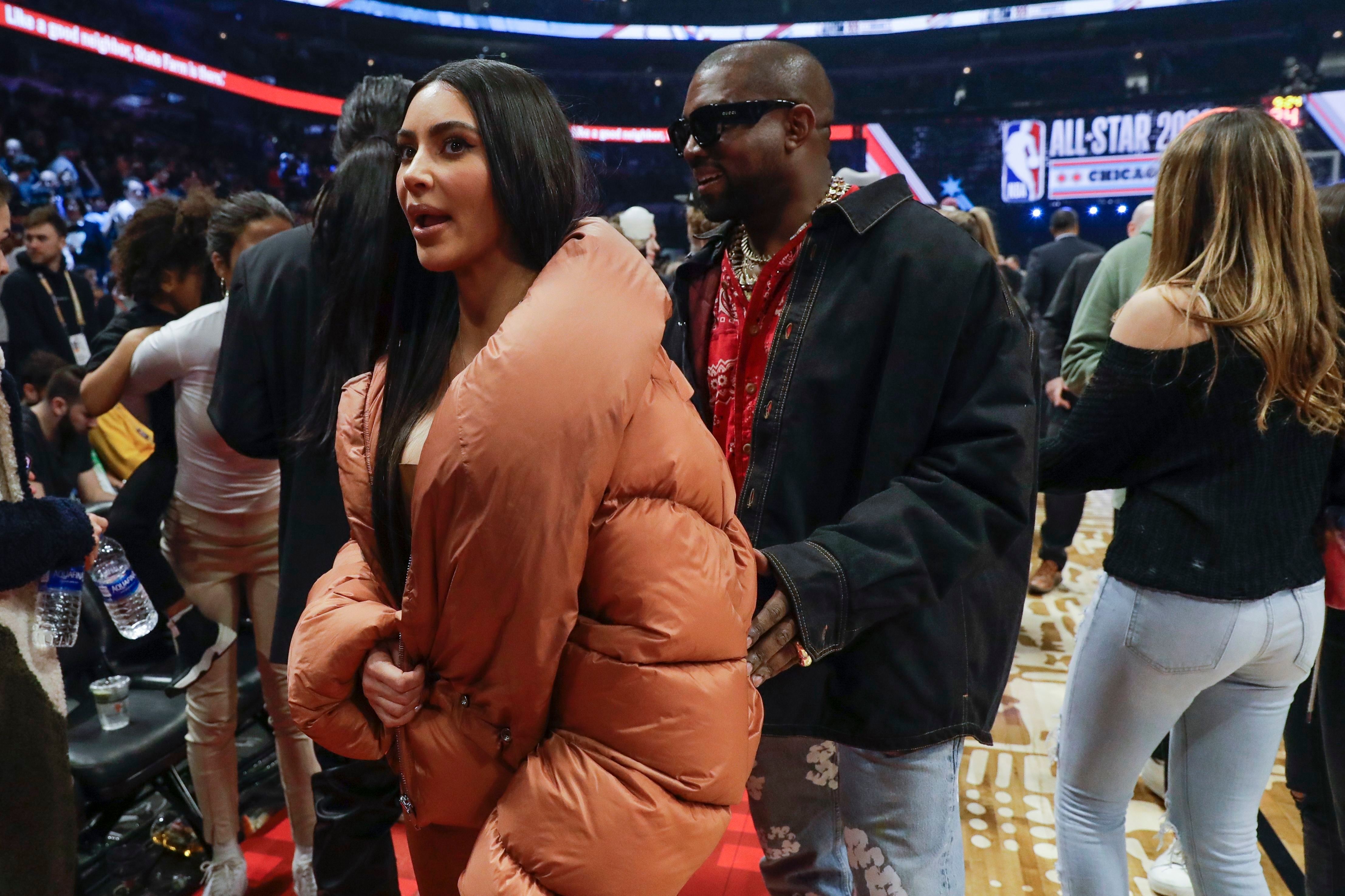 Kim Kardashian and North West Cheer on Tristan Thompson at Lakers