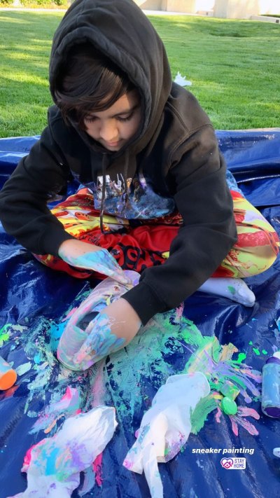 Kourtney Kardashian Does 'Sneaker Painting' With Mason After Deleting His Instagram