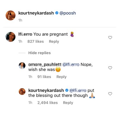 Kourtney Kardashian Shuts Down Pregnancy Rumors But Still Wants 'Blessings' for the Future