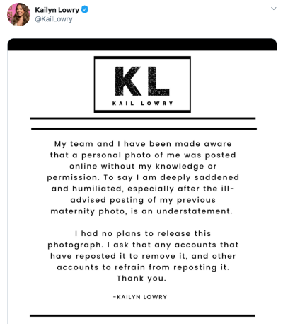 Kailyn Lowry Twitter Statement About Photo Leak