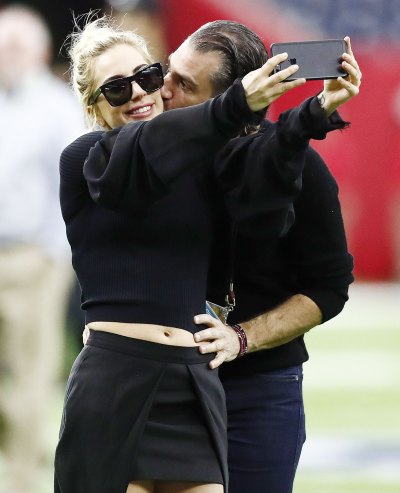 Lady Gaga and Christian Carino Taking a Selfie at Super Bowl LI Fans Think Lady Gaga Shades Ex Christian Carino in Song Fun Tonight