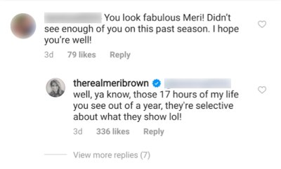 meri brown comment scenes season 14