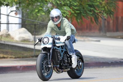 Brad Pitt Leaves Angelina Jolie's Home on Motorcycle