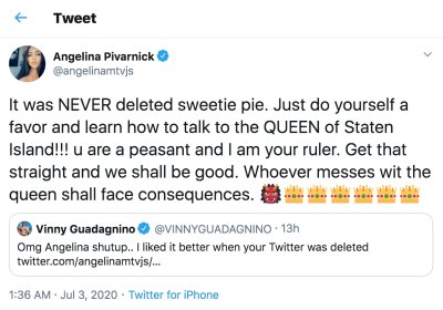 Angelina Pivarnick and Vinny Guadagnino Twitter Feud