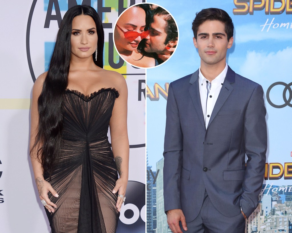 Inset Photo of Demi Lovato and Max Ehrich Over Side-by-Side Photos of Demi Lovato and Max Ehrich