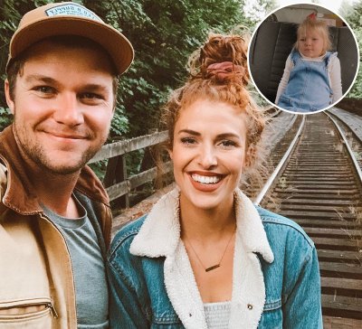 Inset Photo of Ember Riding in Car Without Seat Belt Over Photo of Jeremy and Audrey Roloff