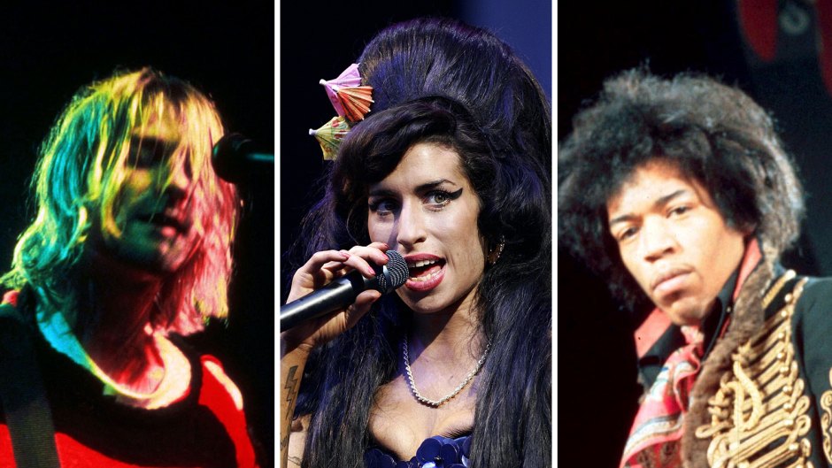 Side-by-Side Photos of Kurt Cobain, Amy Winehouse, Jimi Hendrix