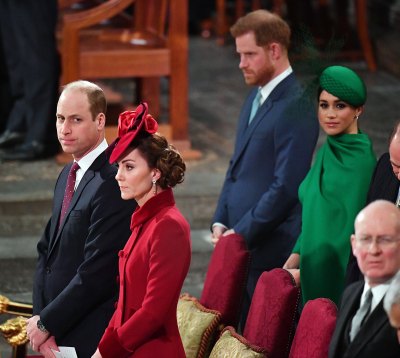 Meghan Markle With Prince Harry and Duchess Kate Middleton With Prince William at Commonwalth Day Service in March 2020