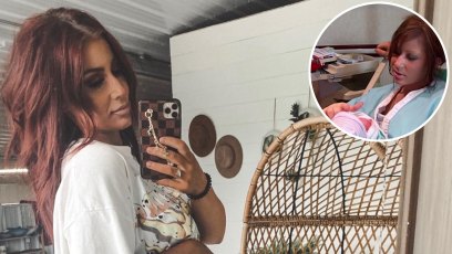 Inset Photo of Teenage Chelsea Houska Holding Baby Aubree Over Photo of Chelsea Houska Pregnant With Baby No. 4