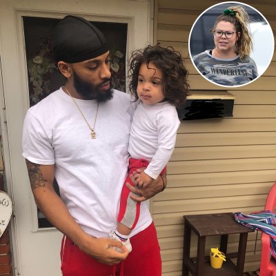 Inset Photo of Kailyn Lowry Over Photo of Chris Lopez Holding Son Lux