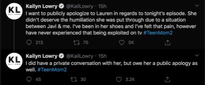 teen mom 2 kailyn apologizes to lauren