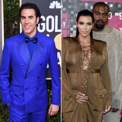 Sacha Baron Cohen Pokes Fun at Kim and Kanye West's Divorce
