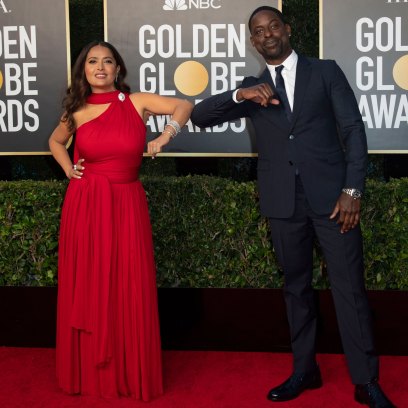 Sterling K Brown and Salma Hayek Golden Globes Carpet