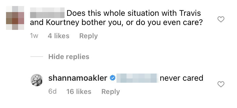 Shanna Moakler Reacts to Kourtney Kardashian and Travis Barker's PDA: 'Never Cared'